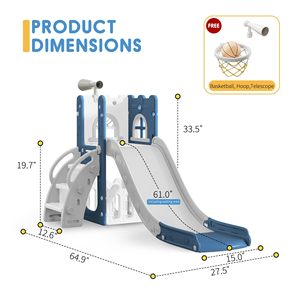 Toboggan 6 en 1 pour enfants <span class=keywords><strong>de</strong></span> 1 à 3 ans, jouet toboggan en plastique avec panier <span class=keywords><strong>de</strong></span> basket-ball intérieur et extérieur ensemble <span class=keywords><strong>de</strong></span> jeu pour bébé grimpeur <span class=keywords><strong>aire</strong></span> <span class=keywords><strong>de</strong></span> <span class=keywords><strong>jeux</strong></span> - Product Image 6