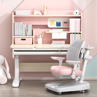 Table de lecture pour enfants DELUX moderne en bois, réglable en hauteur, avec étagère et chaise de bureau ergonomique pour chambre d'enfant