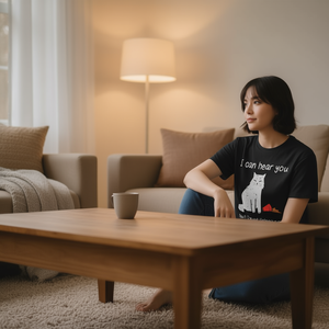 Camiseta para Hombre, Mujer y Niños con Diseño de Gato y Frase "Puedo Escucharlo Pero No Estoy Escuchando"- para Regalo o Promoción - Product Image 3