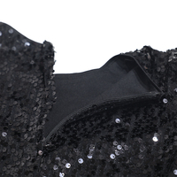 Robes personnalisées pour filles, décontractées, minimalistes, glamour, noires, col rond, manches courtes, coupe ample, paillettes, 100% polyester