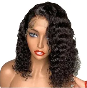 African wig set brazilian human hair peruvian short lace front wigs chemical fiber long curly hair women's black front lace wig