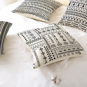 Black and White African Geometric Patterns Linen Pillowcase Modern <strong>Throw</strong> Pillow Covers <strong>for</strong> Sofa Couch <strong>Chair</strong> - Product Image 2
