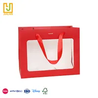 Vente en gros de sacs cadeaux créatifs de luxe personnalisés avec fenêtre transparente en Pvc, sacs à fleurs en papier bon marché