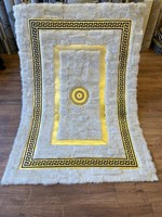 Tapis de luxe de haute qualité, grand tapis en fourrure blanche et noire pour salon
