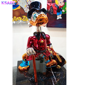 Scultura di Donald Duck Millionaire Elettroplaccata in Fibra di Vetro, Decorazione per Galleria, Artigianato in Resina a Tema Cartoni Animati - Product Image 6