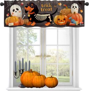 Cortinas Decorativas para Ventana de Cocina con Diseño de Gato Negro, Luna Llena y Calabaza de Halloween, Personalizables - Product Image 5