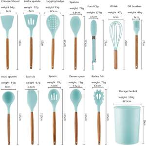 12 Pcs Baking Household Heat Resistant Food Grade Spatula <b>Shovel</b> Set Wooden <b>Handle</b> Silicone Kitchen Utensils - Product Image 2