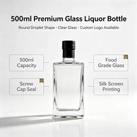 Fabrieksgroothandel 500ml platte transparante glazen likeurfles met schroefdop, matte afwerking, aangepaste zeefdruk & gegraveerde etiketten
