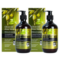 Perawatan Rambut Melembapkan & Memperbaiki Rambut Rusak Anti-Ketombe, Set Perawatan Rambut Penghalus 500ml, Set Sampo & Kondisioner Minyak Zaitun & Lidah Buaya