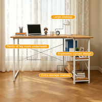 Bureau d'ordinateur de style industriel avec étagères ouvertes, meuble de rangement, poste de travail de bureau