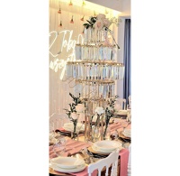 HY luxe métal cristal acrylique pendentif événement fête décor accessoires grand or Vases fleur support toile de fond support candélabre