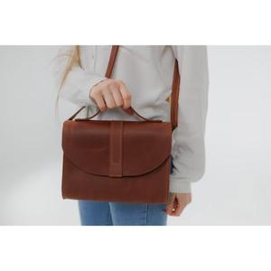 Bolso con asa superior de cuero genuino estilo bohemio Vintage hecho a mano para mujer bolso de hombro cruzado pequeño con cierre de botón - Product Image 1