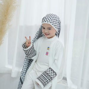 2024 alta calidad Abaya negro blanco Keffiyeh ropa musulmana niños <span class=keywords><strong>Abya</strong></span> vestido para niña - Product Image 1