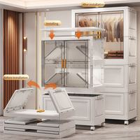 Armoire de Rangement en Plastique à Double Porte, Pliable, Peu Encombrante, Portable, Grand Modèle de Luxe Léger, pour Placard, Vente en Gros