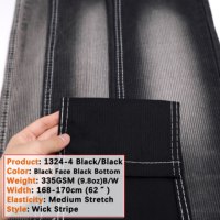 Tela vaquera a rayas de mecha de 9,8 oz para tela vaquera negra 12S Fabricantes de tela vaquera tejida de sarga de elasticidad media