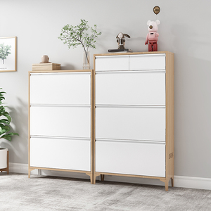 Gabinete <span class=keywords><strong>de</strong></span> almacenamiento <span class=keywords><strong>de</strong></span> zapatos delgado <span class=keywords><strong>de</strong></span> estilo moderno, acero y madera con reposapiés, estante <span class=keywords><strong>de</strong></span> zapatos <span class=keywords><strong>de</strong></span> entrada, organizador <span class=keywords><strong>de</strong></span> Material <span class=keywords><strong>de</strong></span> hierro - Product Image 4