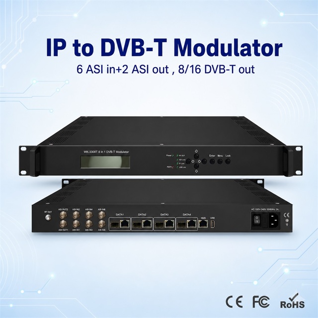 8/16 in 1 DVB-T Modulator IP to DVB-T Digital RF Modulator Dexin NDS3308T (V2) for CATV Headend System IP to RF Output