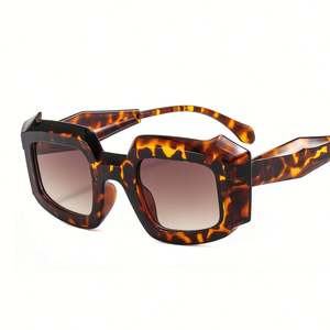 Lunettes de soleil polygonales surdimensionnées colorées pour hommes et femmes avec logo personnalisé, protection UV400, monture large couleur gelée - Product Image 1