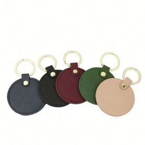 New Style Promotional Leather Keychain Wholesale Pu Round Keychain High Quality <b>Keyring</b> with Own logo - Product Image 3
