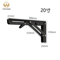 Supports d'étagère pliants robustes de 8 à 20 pouces, noir mat, pour économiser de l'espace, pour banc ou table