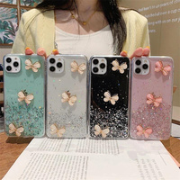 Coque de protection transparente antichoc avec paillettes liquides dégradées et effet sable mouvant, motif papillon 3D, pour iPhone 17 – Étuis de téléphone mignons