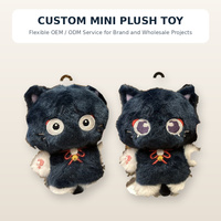 Porte-clés en peluche chat noir personnalisable, mini mascotte, breloque de sac, cadeau promotionnel en gros