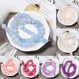 6/8/10mm teint couleur <span class=keywords><strong>Jade</strong></span> pierre synthétique aigue-marine rose béryl perles rondes brins bricolage à la main pour Bracelet fabrication de bijoux - Product Image 3