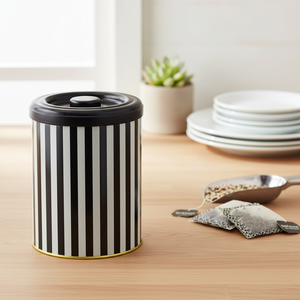 Poubelle de rangement en métal à motif de lignes noires et blanches de 2,5L 140x180mm ciblée pour les paniers en métal - Product Image 3