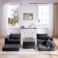 Ensemble de canapés modulaires carrés modernes rembourrés de 100 pouces pour appartement, avec 5 coussins, idéal pour les salons et les écoles