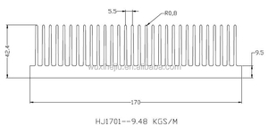 Al 6063 T5 Ép Đùn Tản Nhiệt 170(W)* 42(H)* 240(L) Mm Nhôm Hồ Sơ Tản Nhiệt Đùn - Product Image 4