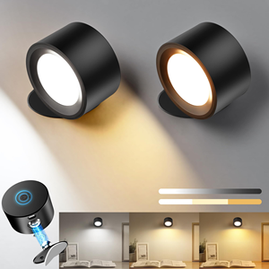 โคมไฟติดผนังแบบแม่เหล็กหมุนได้ 360 องศา ชาร์จผ่าน USB ควบคุมด้วยระบบสัมผัส ไฟ LED สำหรับอ่านหนังสือในห้องนอน - Product Image 1