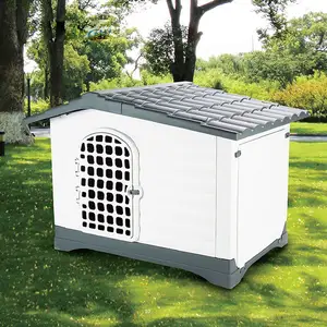 Yükseltilmiş plastik köpek evi Pet köpek kulübesi açık su geçirmez köpek evi çevre güvenli