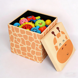 Tabouret de rangement en forme de <span class=keywords><strong>girafe</strong></span> mignon avec siège rembourré doux, tabouret pour enfants, tabouret en éponge et polyester pour salon et chambre à coucher - Product Image 3