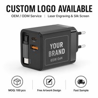 Adaptor Daya PD 3.0 65W Pengisi Daya Cepat Multi Port 3-in-1 yang Dapat Ditarik, Dilengkapi OTP/OVP, Colokan US/EU/UK untuk Laptop