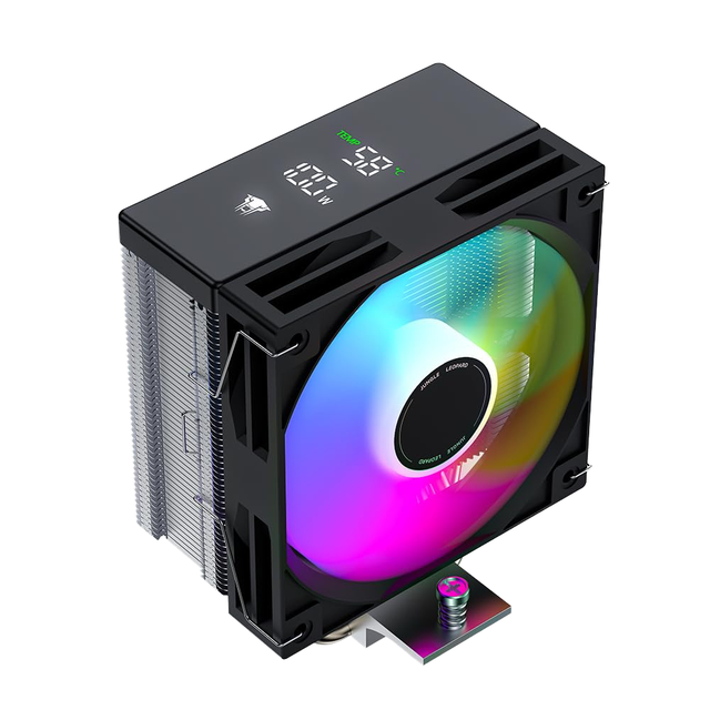 Jungle Leopard KF401 PWM LED ARGB Copper Aluminum 120mm CPU Cooler 4 Heat Pipe 45CFM 220W TDP AM4/AM5 Intel LGA115x 1200 Black