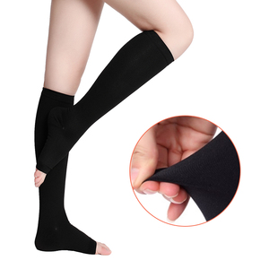 <span class=keywords><strong>Bas</strong></span> médicaux en nylon à bout ouvert, <span class=keywords><strong>bas</strong></span> de contention en spandex, <span class=keywords><strong>bas</strong></span> de compression noirs, hauteur genou, 15-20 mmHg - Product Image 5