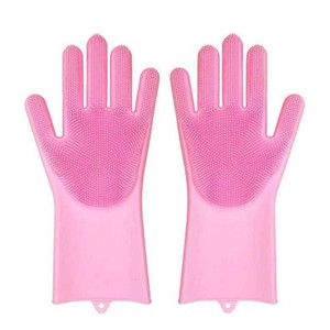 ถุงมืออาบน้ำสัตว์เลี้ยงสีชมพู สำหรับนวดและขัดผิวสุนัขและแมว กันน้ำ ป้องกันการกัด ทำความสะอาด - Product Image 3