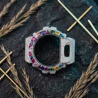 Lunette de montre de luxe en acier inoxydable octogonale, entièrement sertie de cristaux étincelants, cadre de protection personnalisé pour montre Hip Hop pour hommes