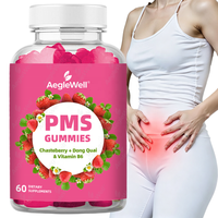 Aeglewell Gummies PMS avec Gattilier, Dong Quai et Vitamine B6, Favorise le confort cyclique, l'équilibre de l'humeur et le soutien menstruel pour les femmes