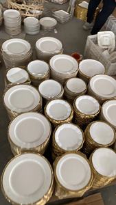 Vaisselle de luxe en céramique blanche dorée, vieux stock, prix bon marché, vendu en tonnes, emballage mixte, prix de gros, expédié de Chaozhou - Product Image 6
