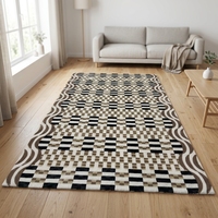 Tapis en acrylique tufté à la main, grand format pour salon, couleur noire, motif lignes, prix de gros, tapis de zone