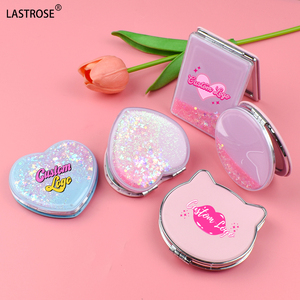 Mini cá nhân Túi gương đôi Mặt Di động dễ thương Gương trang điểm phổ biến long lanh cát lún gương - Product Image 6