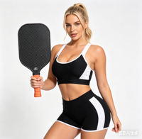 Raquette de pickleball en carbone brut avec noyau en nid d'abeille PP, raquette monobloc pour tous les terrains, pour un spin et un contrôle puissants du balle