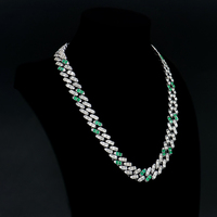 Collier chaîne cubaine Hiphop personnalisé pour homme, 16 mm, en argent 925, serti de diamants VVS taille émeraude et de moissanite