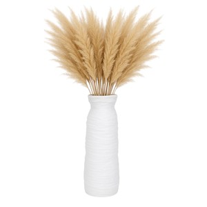 Vaso alto in ceramica a coste per l'arredamento del soggiorno - Product Image 2