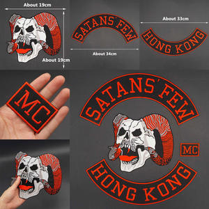사탄스 몇 개 홍콩 MC 오토바이 엠블럼 자수 다리미 온 패치 4PCS 오토바이 클럽 오토바이 가죽 자켓 패치 - Product Image 3