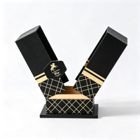 Boîte cadeau rigide pour vin à double ouverture personnalisée, boîte en papier rigide avec estampage à chaud noir et or pour l'emballage de bouteilles de vin rouge et de champagne