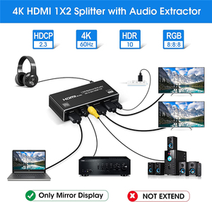 Répartiteur <span class=keywords><strong>HDMI</strong></span> 2.0 4K 60Hz 1x2, 1 entrée 2 sorties, 4k 60Hz, 2 ports, répartiteur <span class=keywords><strong>HDMI</strong></span> HDCP 2.2 HDR avec extracteur audio <span class=keywords><strong>jack</strong></span> 3,5 mm pour PS4 PS5 - Product Image 4