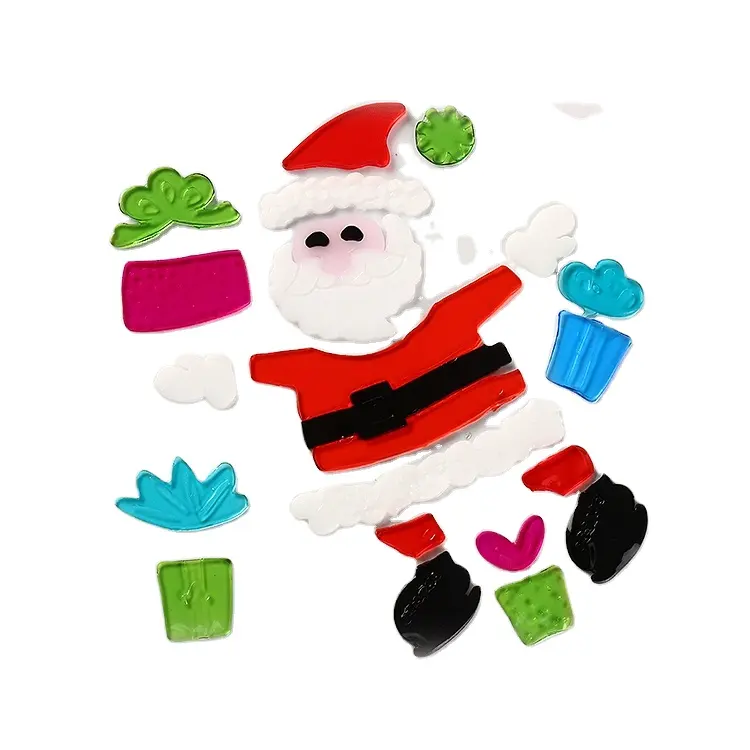 Custom TPR Detachable Sticker And Reusable Christmas Gel Clings Window Decorative Gel Color Sticker