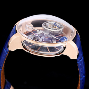 Montre mécanique pour homme Astronomia Tourbillon Style, cadran globe terrestre ciel étoilé, bracelet en cuir. - Product Image 3